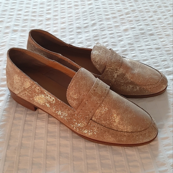LUCKY BRAND Metallic Leather Loafers Size 10, Never Worn - Picture 2 of 9